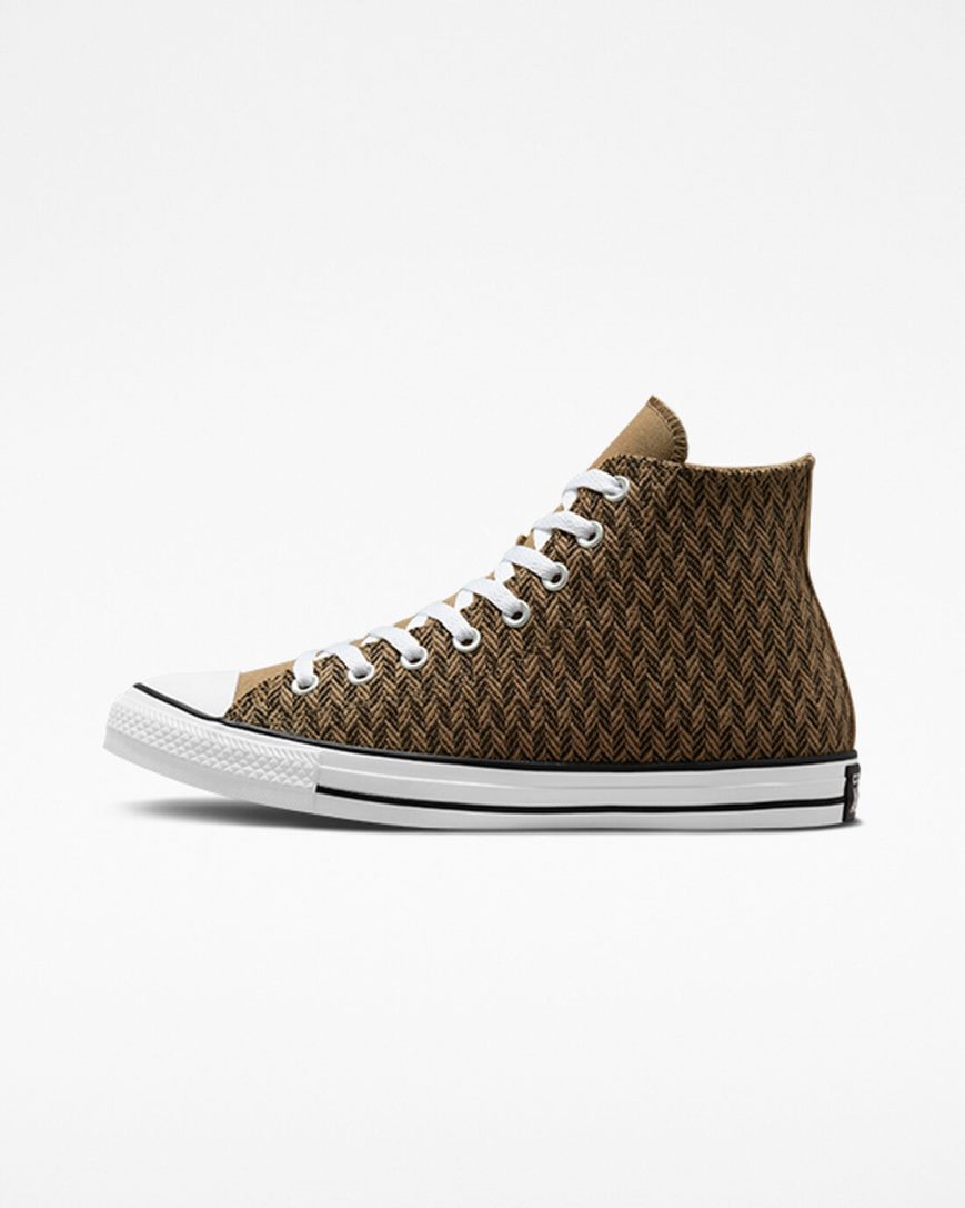 Tenisky Vysoke Converse Chuck Taylor All Star Herringbone Panske Hnede Biele | SK PF115I7